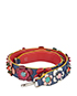 Fendi Flower Patch Work Bag Strap, &pound;145, Accessories, Blue/Pink/Red, Leather, Front view
